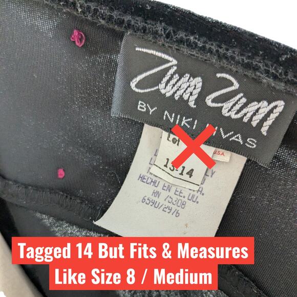 Vintage Zum Prom Dress Maxi Gown M Black Velvet Goth Y2K Babydoll Floral Grunge - Picture 13 of 13